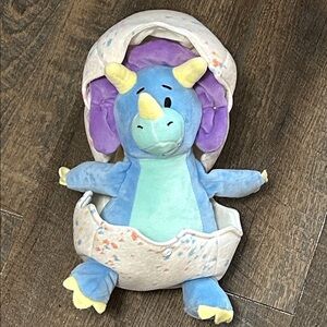 New Gigglescape‎ baby's kid's toy 9.5" Dinosaur in Egg Blue & Purple Triceratops